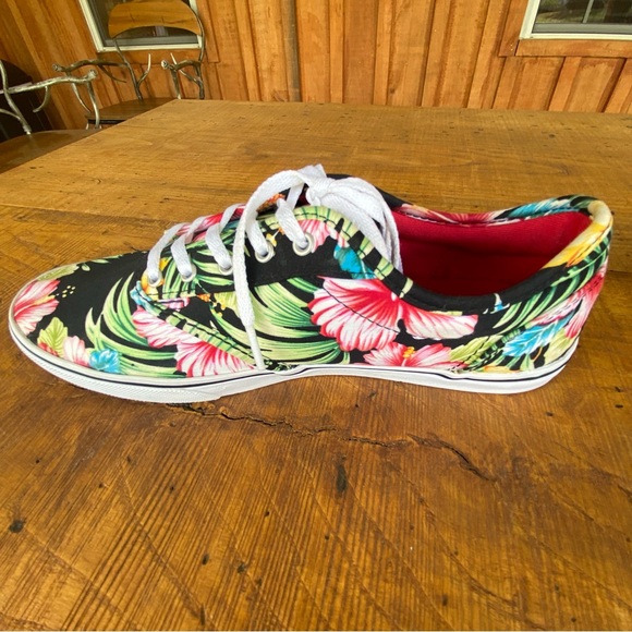 Vans Hawaiian Hibiscus Floral Print Skateboard Sneakers Women’s 8.5 Lace Up - Picture 7 of 11